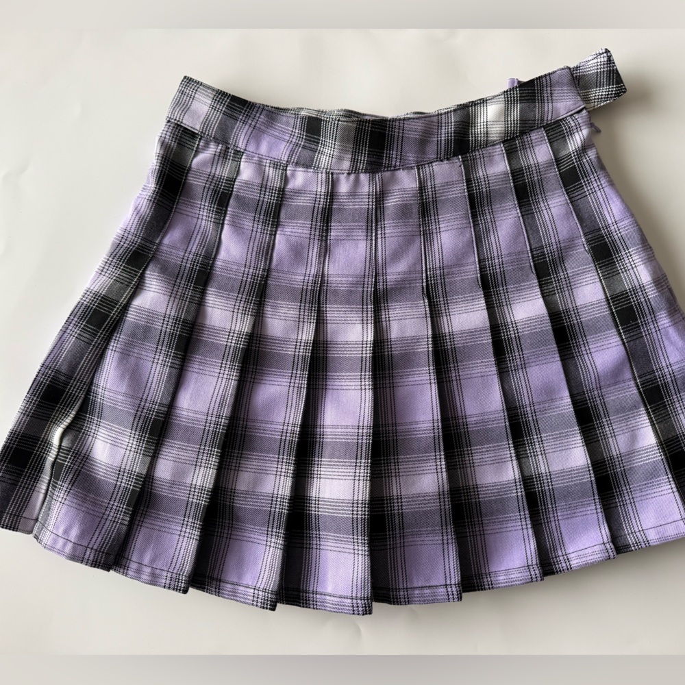Plaid Pleated Purple Skirt